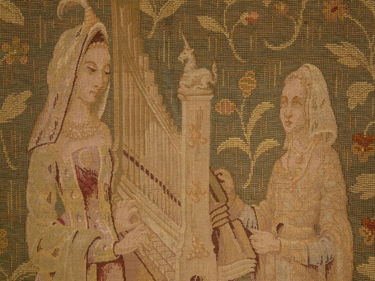 "l'oreille", Tapestry From The Series "la Dame à La Licorne" Conserved At The Musée De Cluny.-photo-4