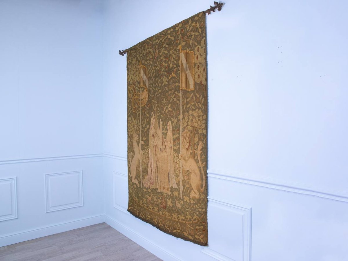 "l'oreille", Tapestry From The Series "la Dame à La Licorne" Conserved At The Musée De Cluny.-photo-5