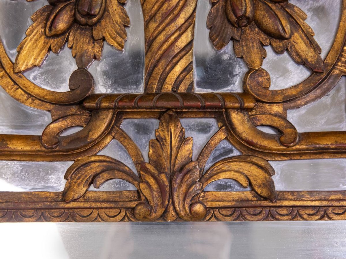 Louis XV Carved And Gilded Wood Pareclose Mirror-photo-3