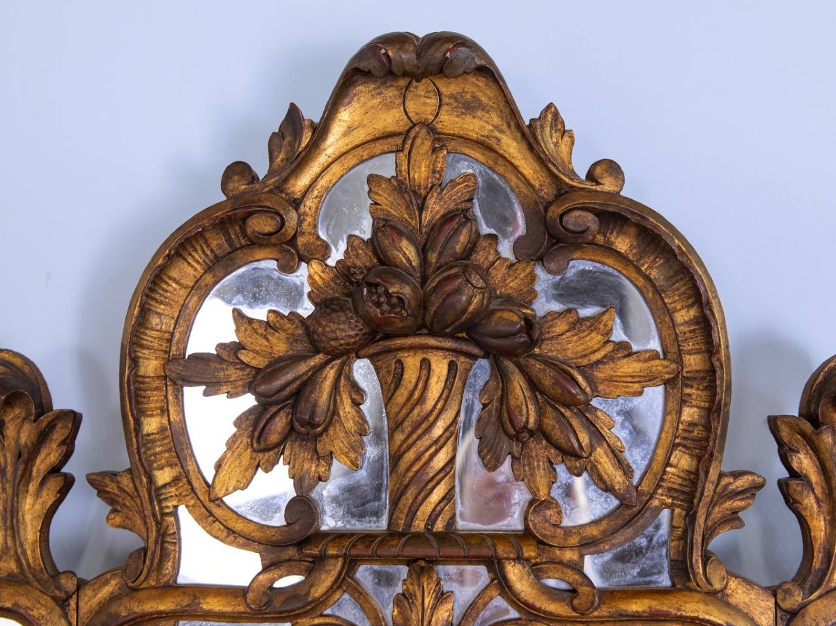Louis XV Carved And Gilded Wood Pareclose Mirror-photo-6