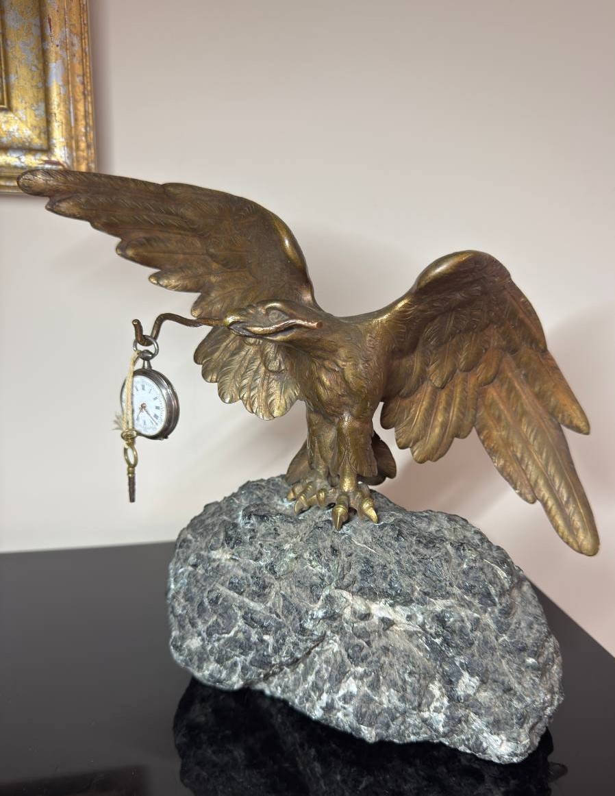 Imperial Eagle In Bronze Signed Mauroy, Forming Holder.
