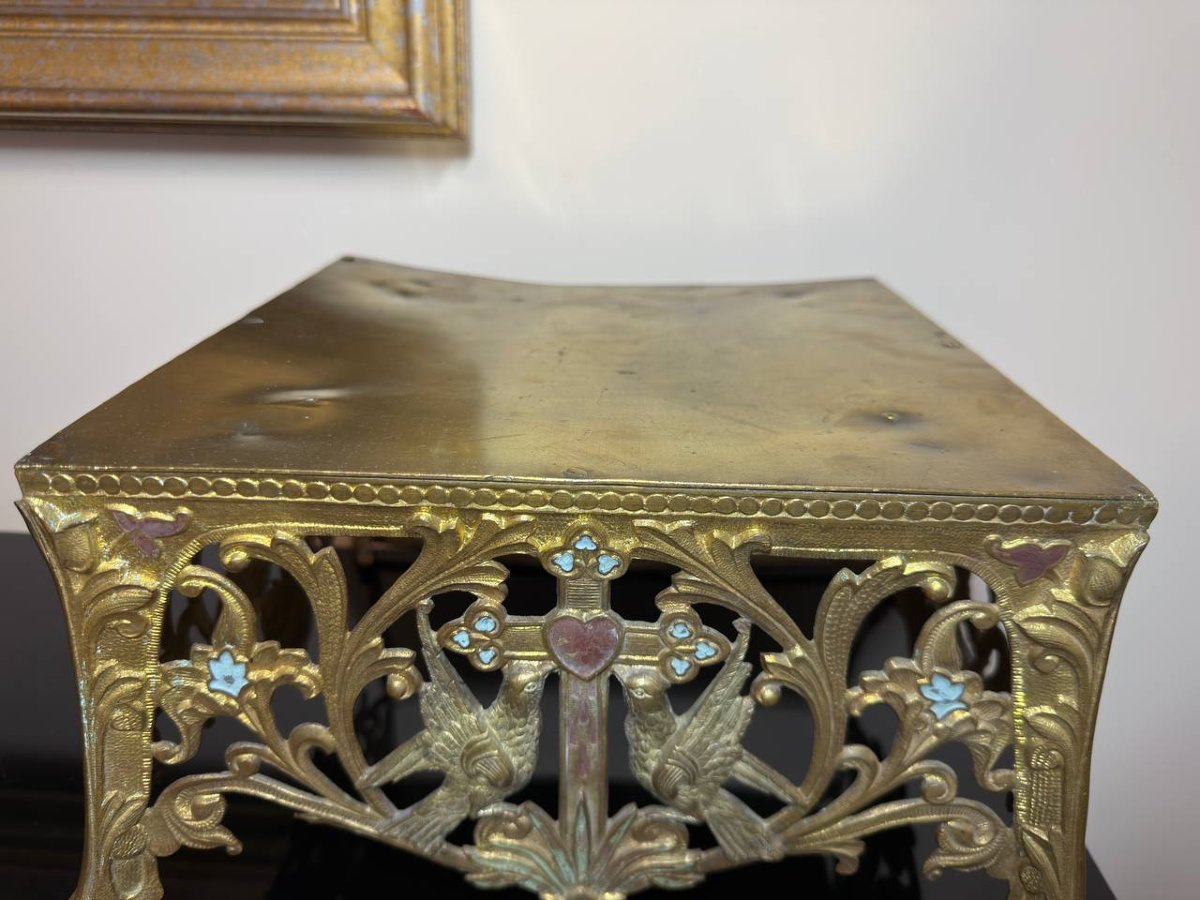 Thabor Or Lutrin Or Church Bible Holder In Bronze-photo-2