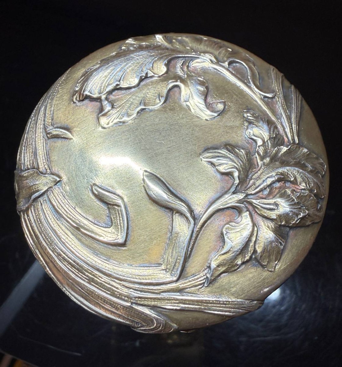 FLACON en CRISTAL et argent anciennement vermeillé, Minerve, Art Nouveau.-photo-1