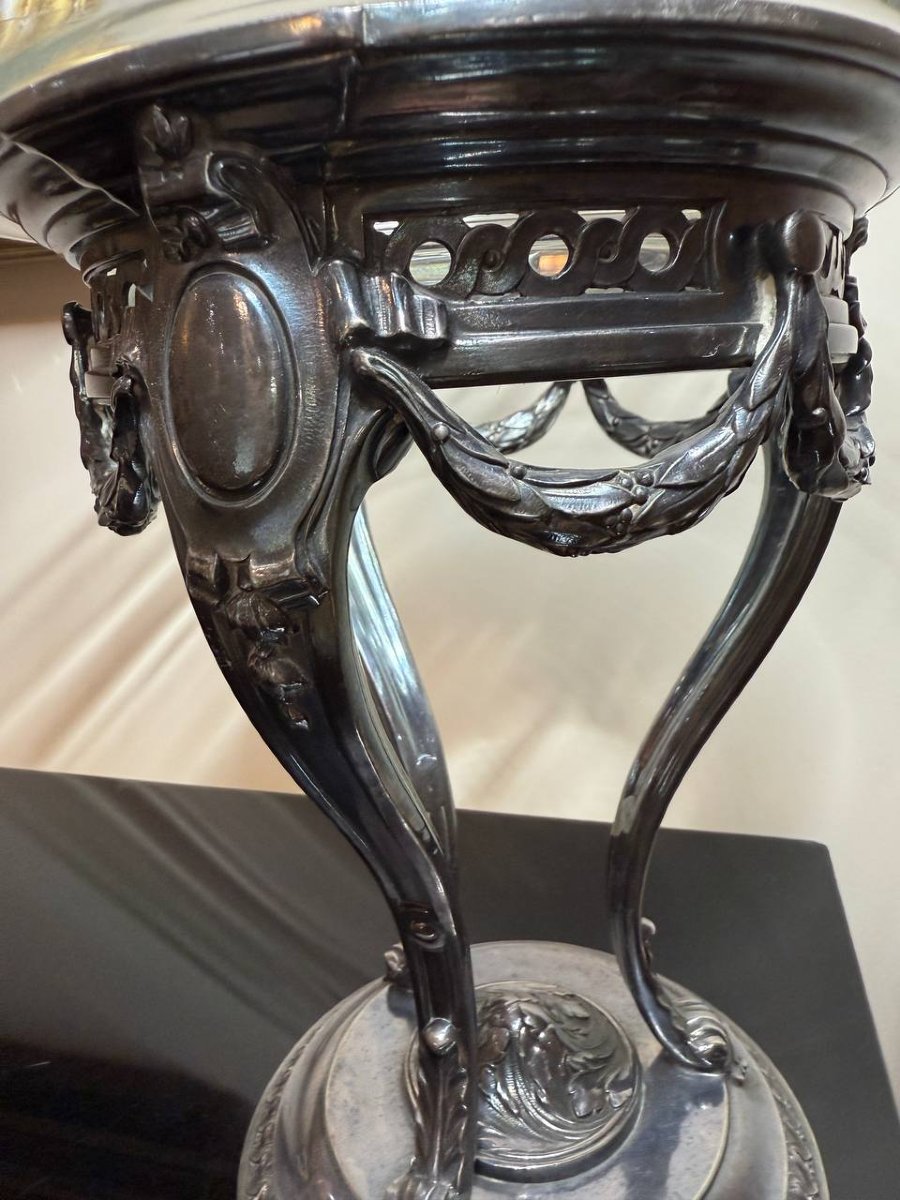 Silver-plated Metal And Crystal Bowl. Maison Gallia.-photo-2