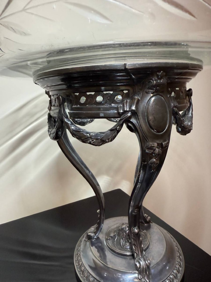 Silver-plated Metal And Crystal Bowl. Maison Gallia.-photo-3