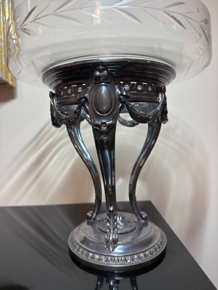 Silver-plated Metal And Crystal Bowl. Maison Gallia.-photo-4