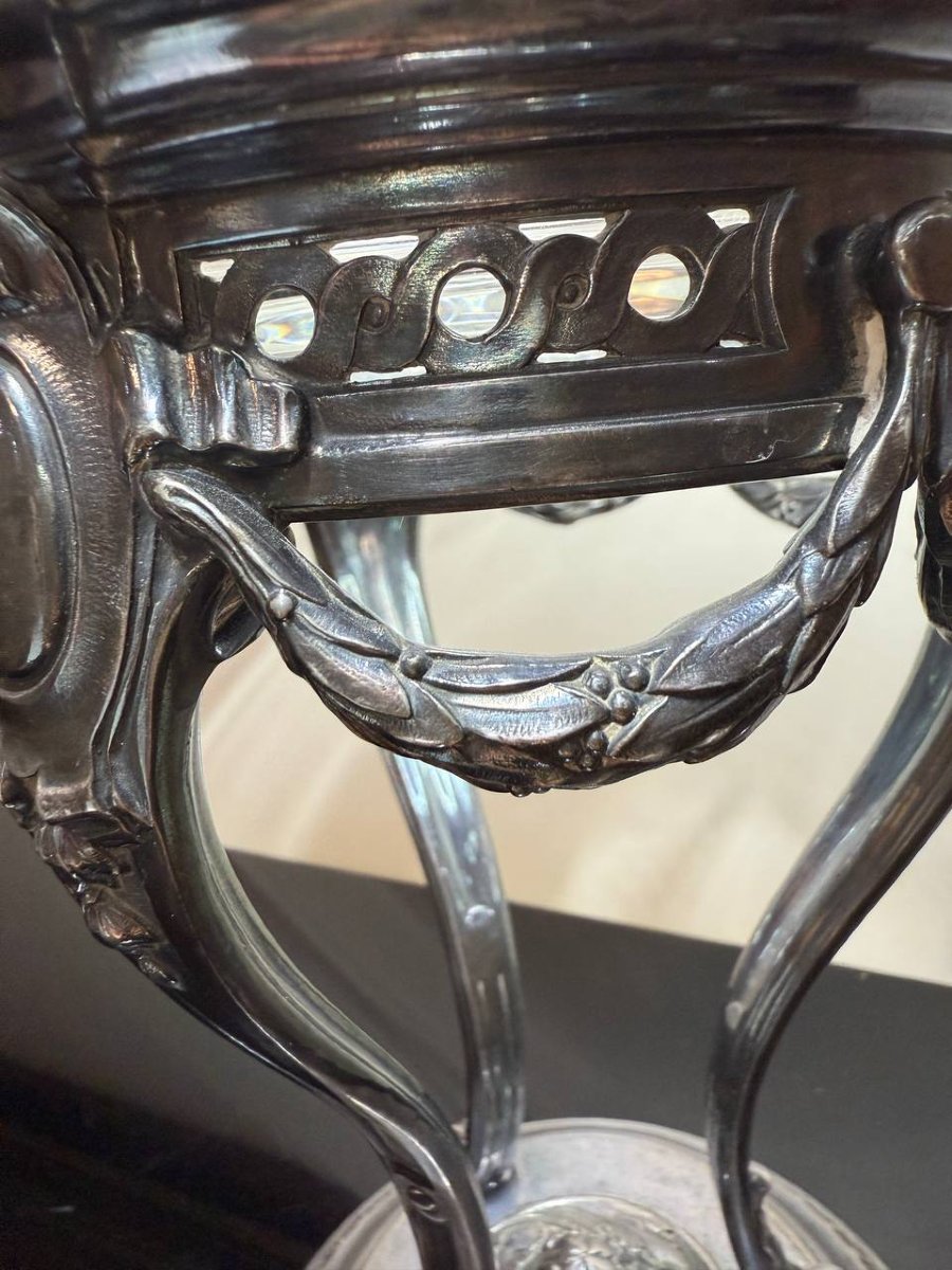 Silver-plated Metal And Crystal Bowl. Maison Gallia.-photo-4