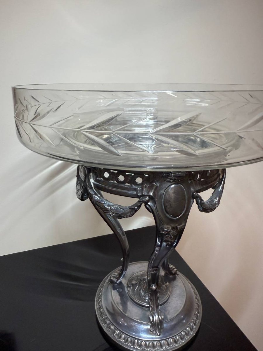 Silver-plated Metal And Crystal Bowl. Maison Gallia.-photo-6