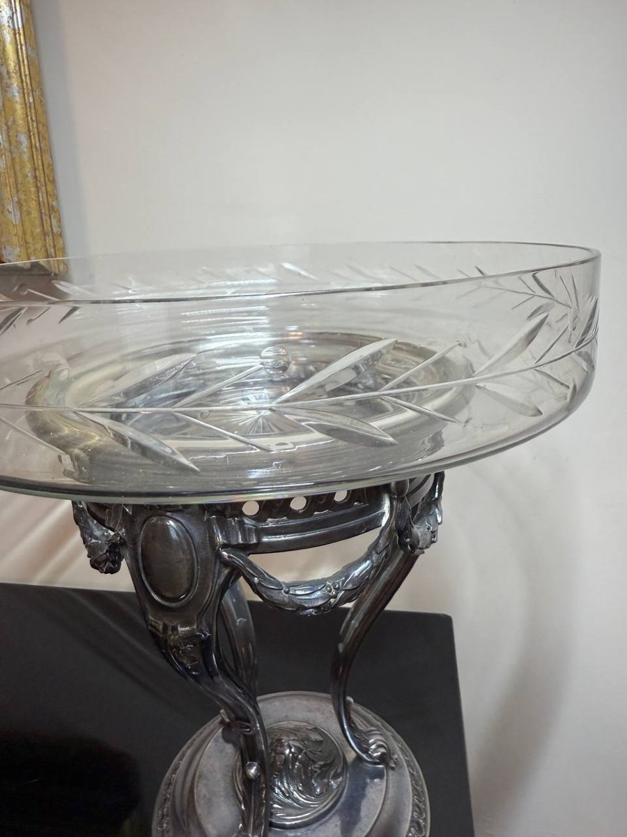 Silver-plated Metal And Crystal Bowl. Maison Gallia.-photo-7