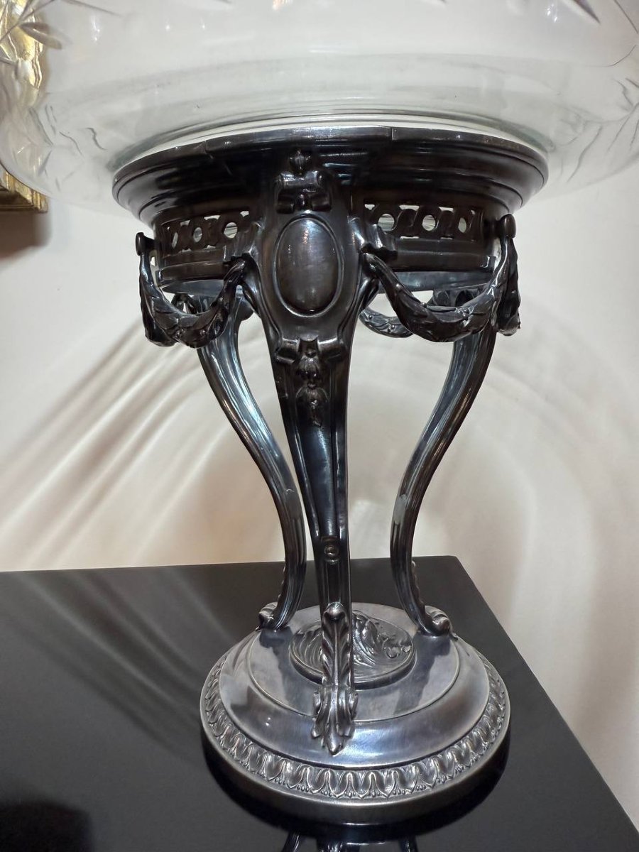 Silver-plated Metal And Crystal Bowl. Maison Gallia.-photo-8