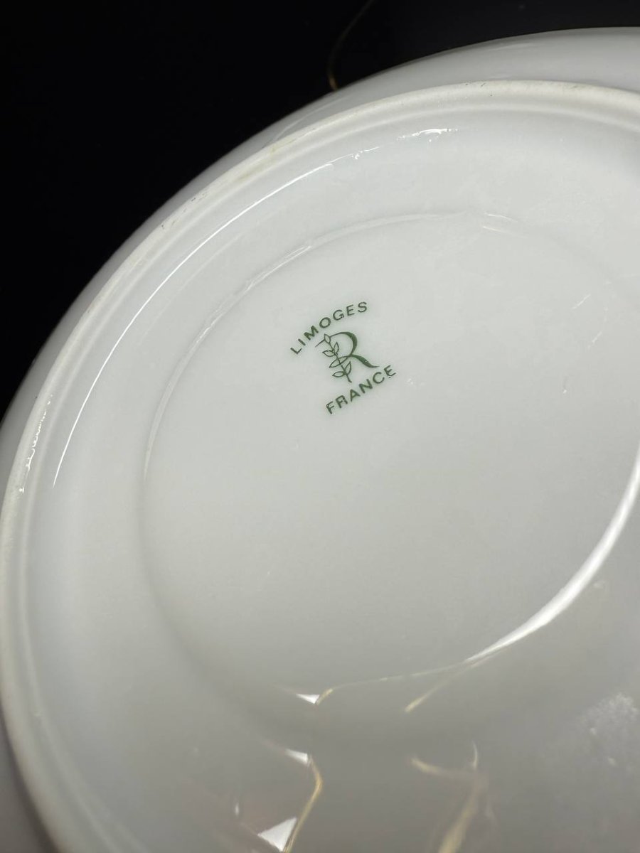 Porcelain Mug And Bottom Mug Raynaud & Co. Limoges, Agate Polished Gilding-photo-3