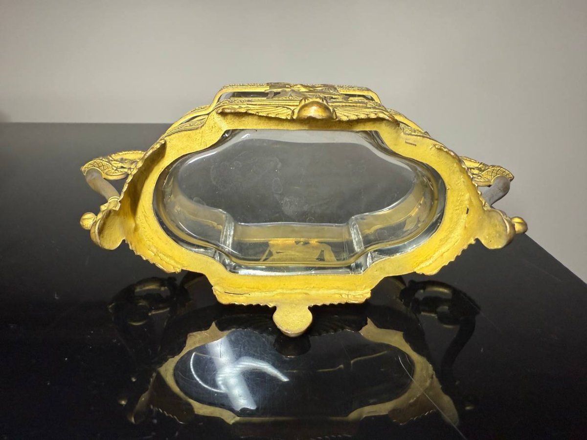 Small Cup Or Centre De Table , Jardiniere En Cristal Et Bronze De Style Empire .-photo-4