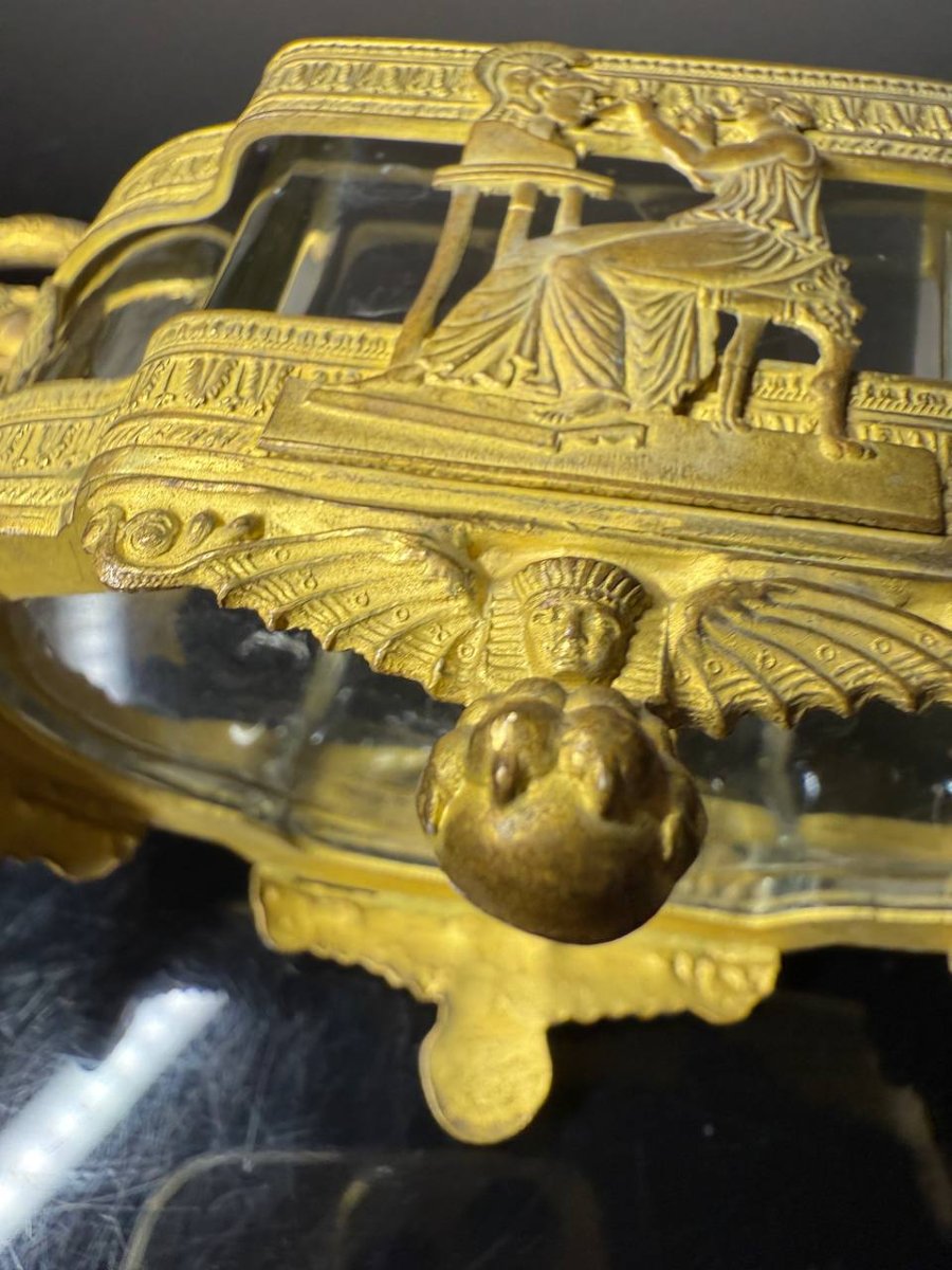 Small Cup Or Centre De Table , Jardiniere En Cristal Et Bronze De Style Empire .-photo-4
