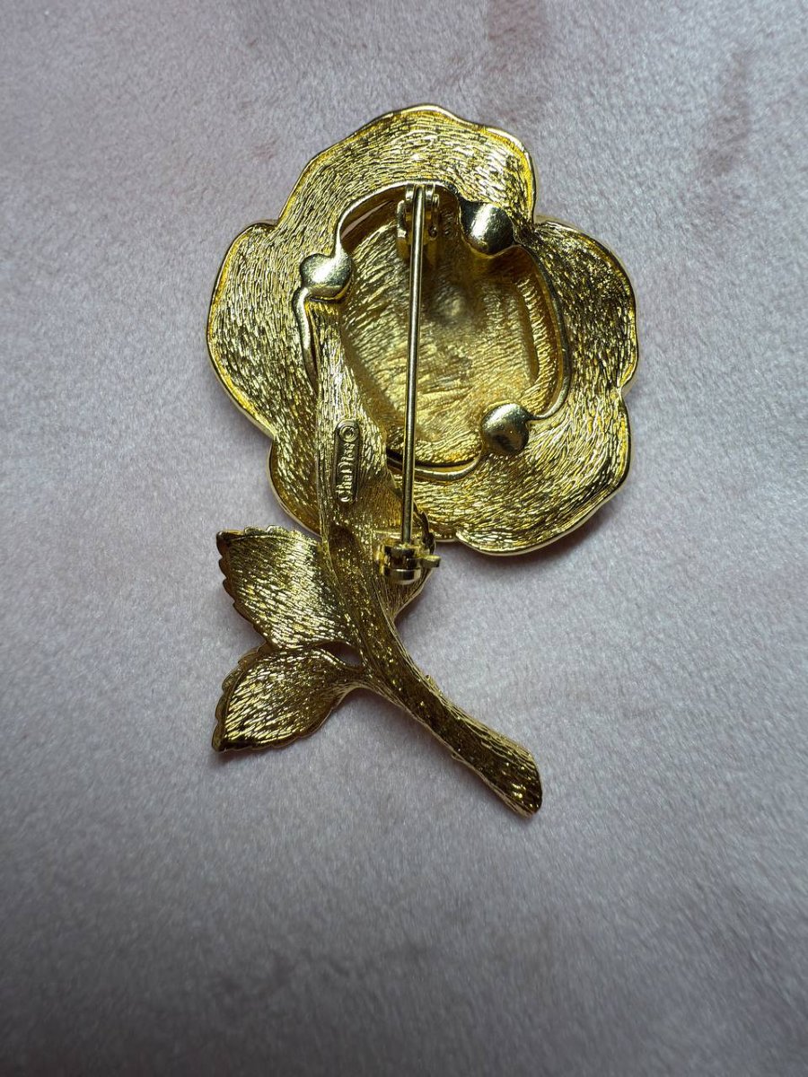 Vintage Christian Dior Brooch Rose Gold Plated-photo-4
