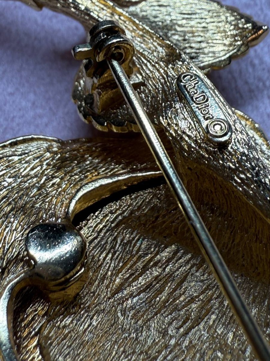 Vintage Christian Dior Brooch Rose Gold Plated-photo-5