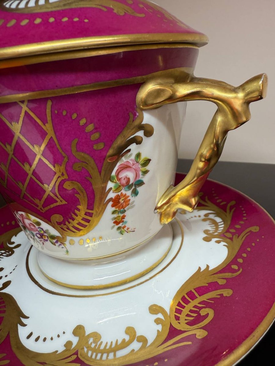 Large Bonbonnière, Bowl Or Very Large Limoges Porcelain Candle Cup-photo-4