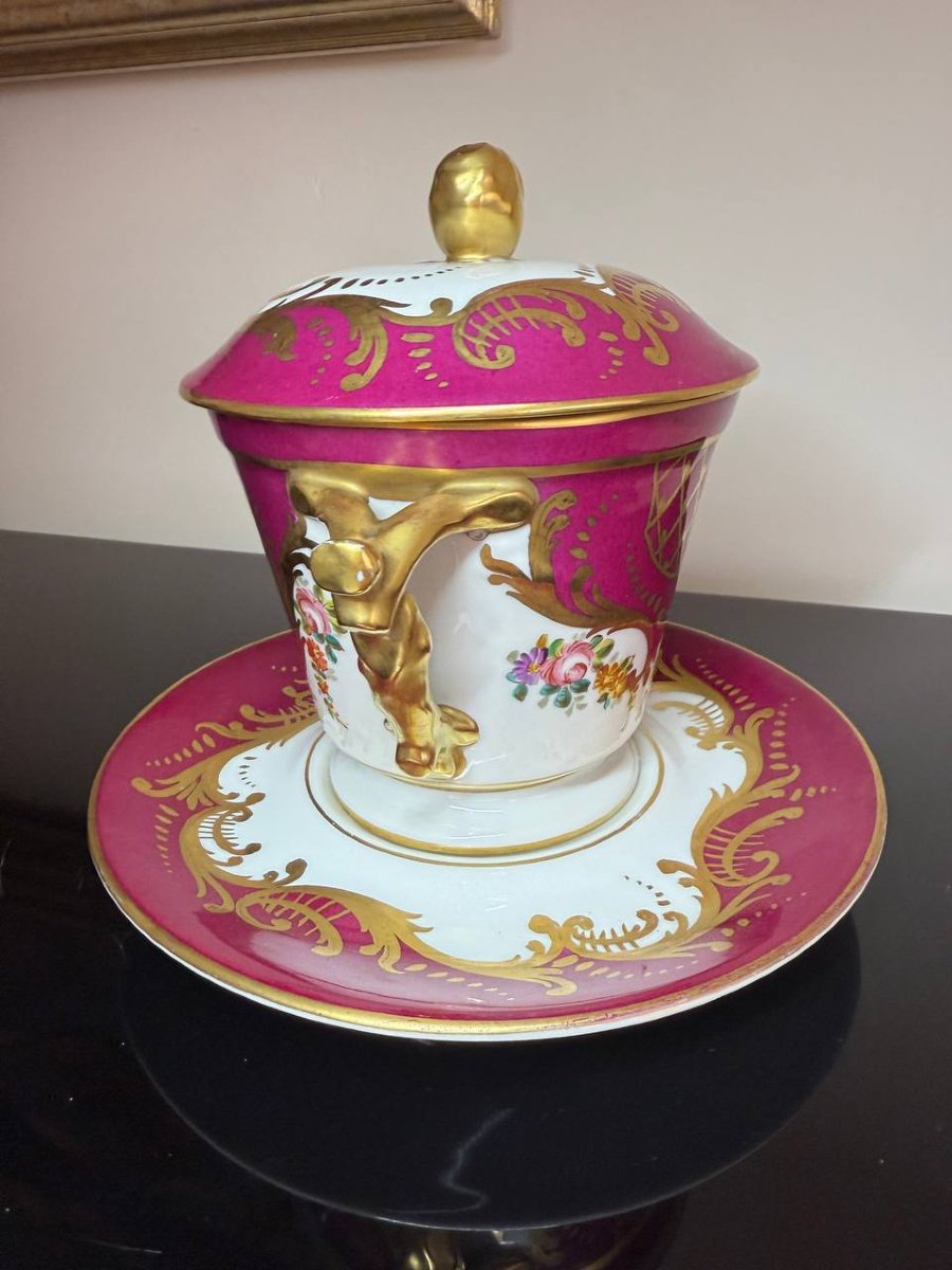 Large Bonbonnière, Bowl Or Very Large Limoges Porcelain Candle Cup-photo-5