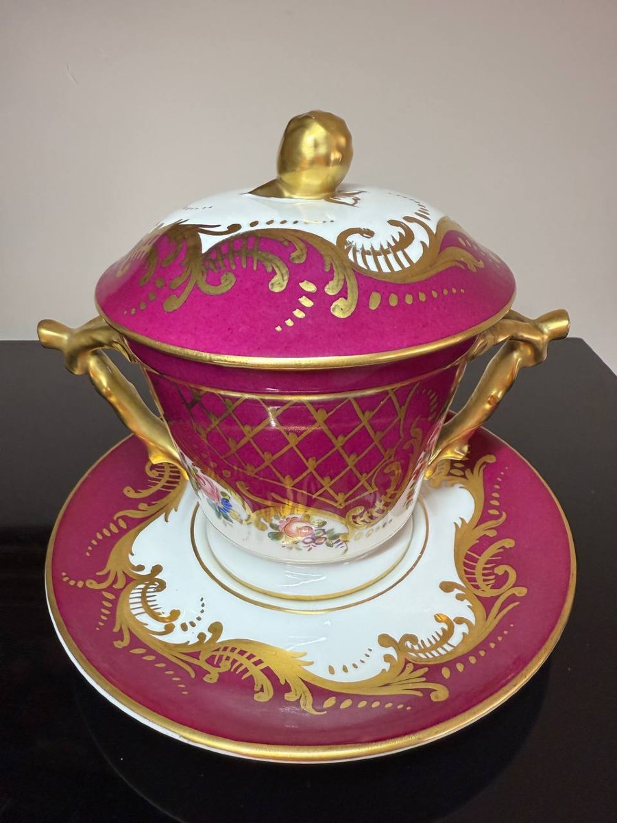 Large Bonbonnière, Bowl Or Very Large Limoges Porcelain Candle Cup-photo-6