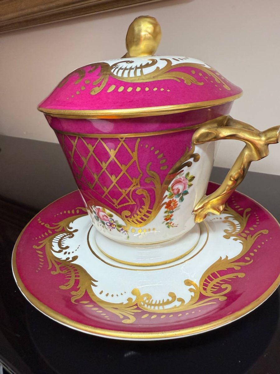 Large Bonbonnière, Bowl Or Very Large Limoges Porcelain Candle Cup-photo-7