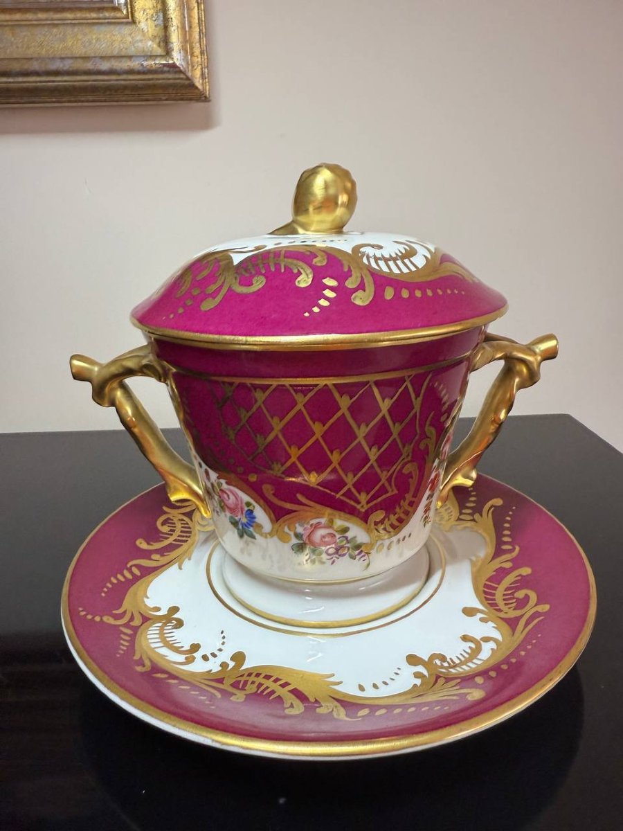 Large Bonbonnière, Bowl Or Very Large Limoges Porcelain Candle Cup-photo-8