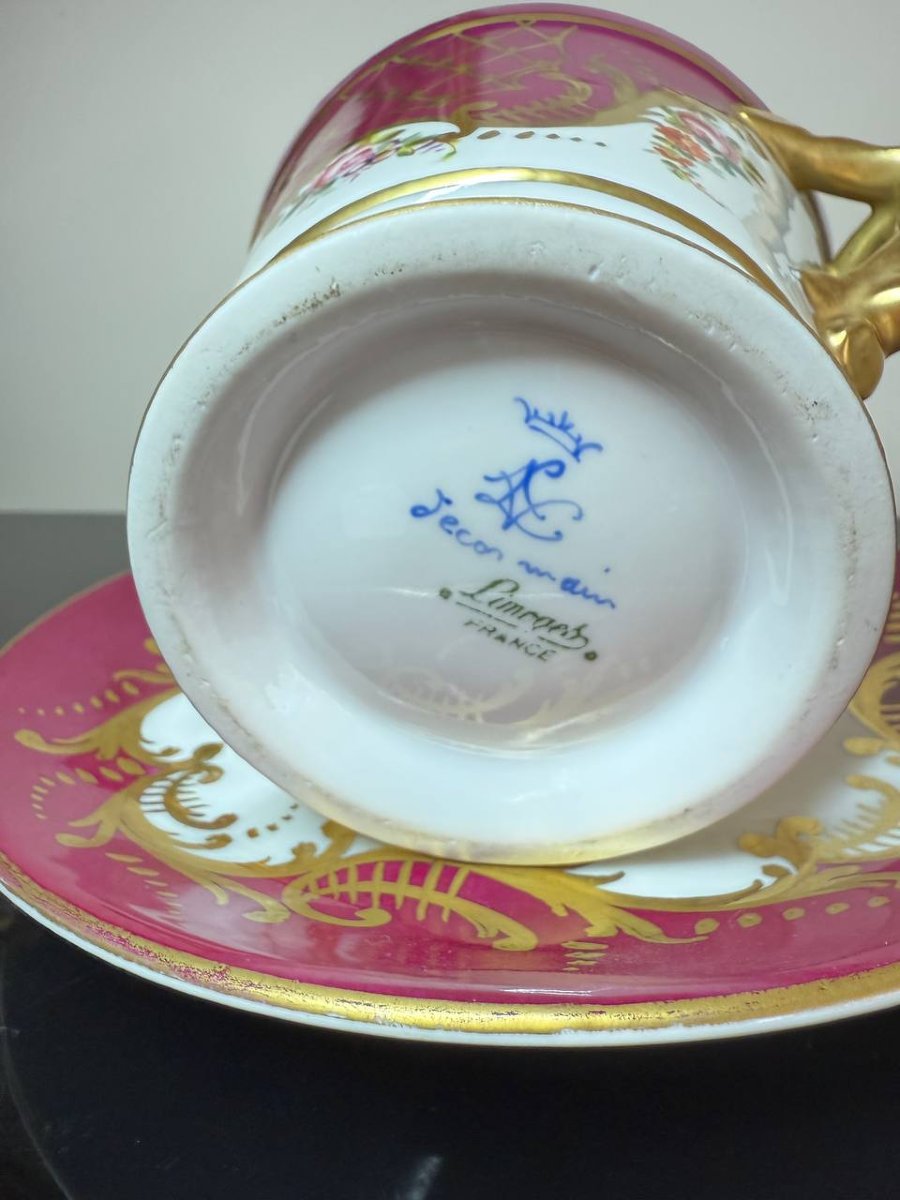 Bonbonnière , coupe ou grande TASSE À BOUILLON en Porcelaine de Limoges-photo-3
