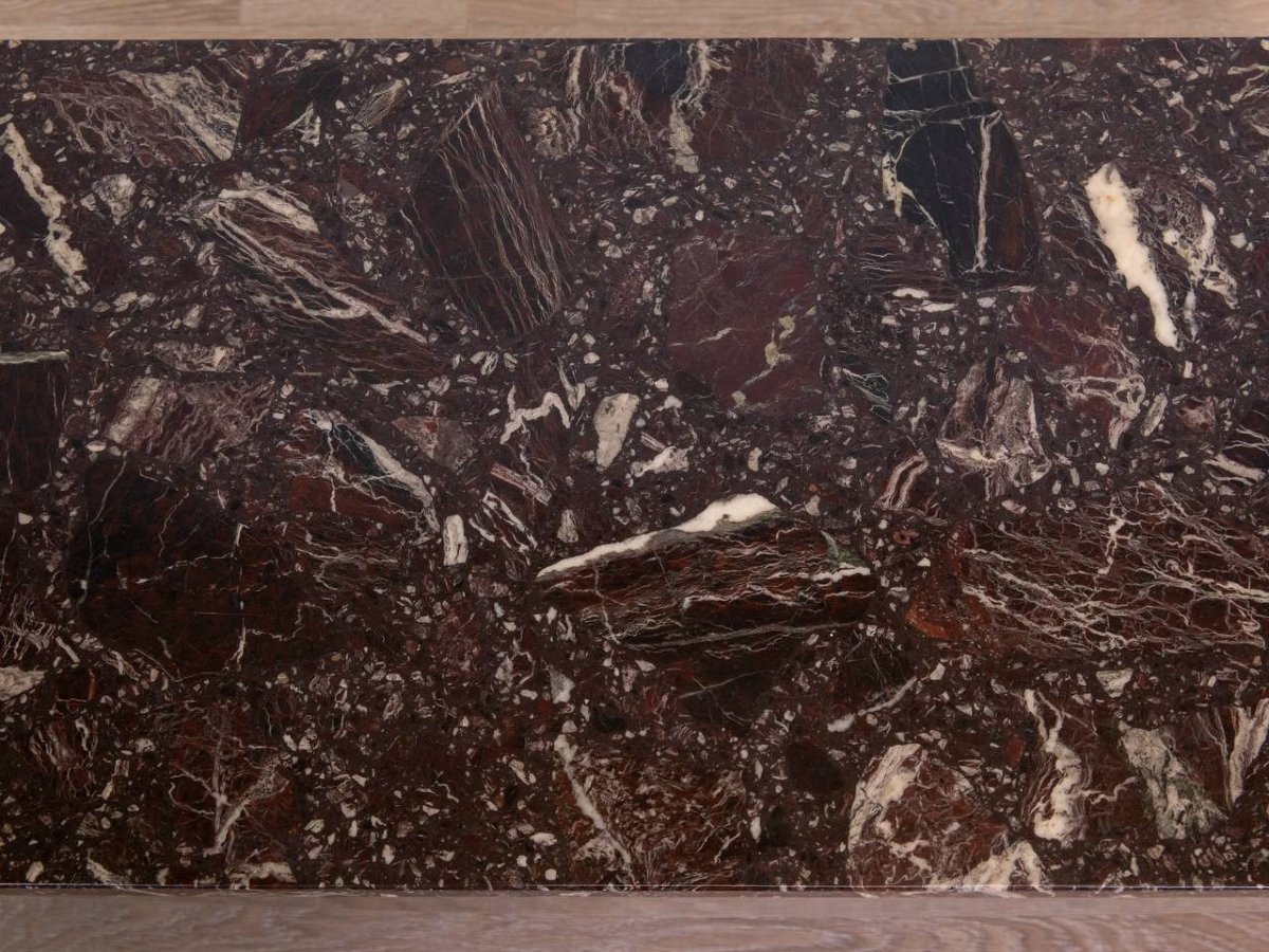 Breccia Marble And Chrome Coffee Table - France-photo-1