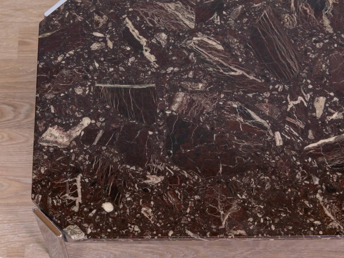Breccia Marble And Chrome Coffee Table - France-photo-2