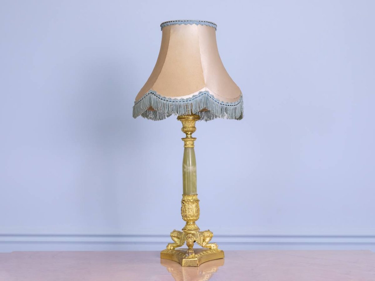 Vintage Restored Bronze Tripod Lamp Base