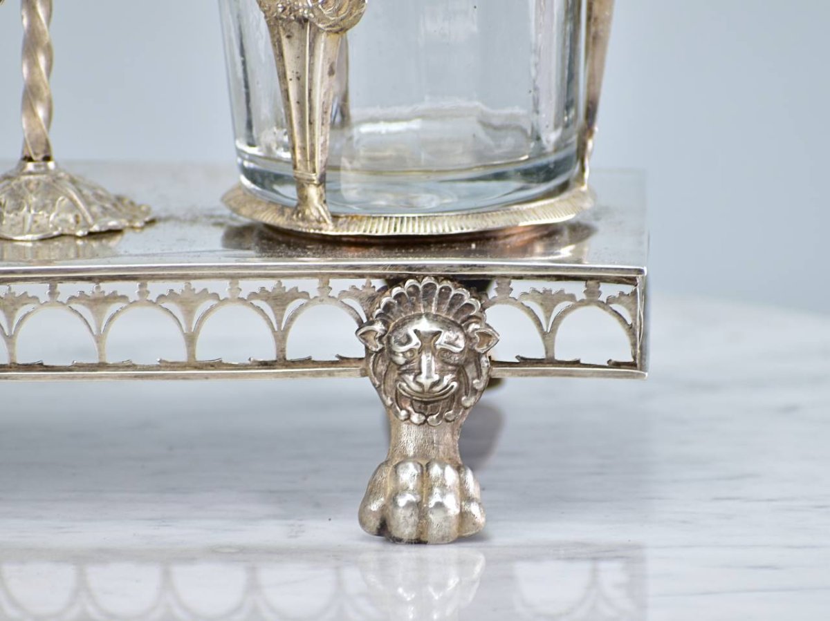 Ancien huilier vinaigrier en argent ciselé de style Directoire/Consulat-photo-6