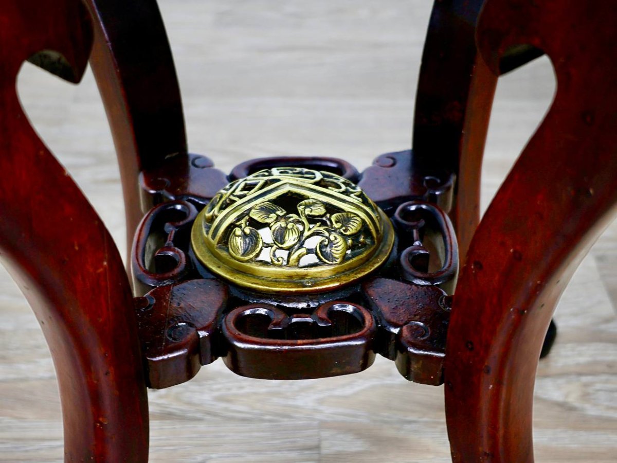 Side Table, Carved Wooden Seat And Bronze Ornaments, Attributed To Gabriel Viardot-photo-4