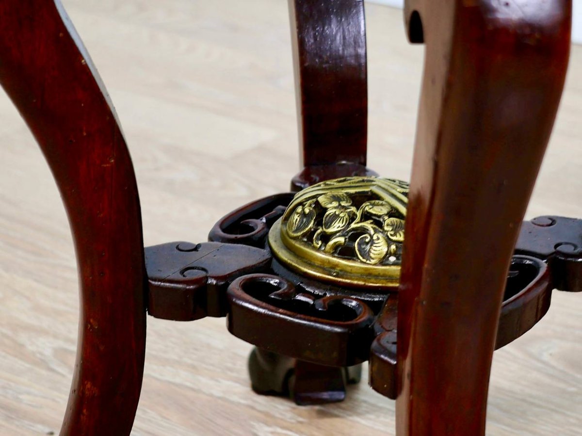 Side Table, Carved Wooden Seat And Bronze Ornaments, Attributed To Gabriel Viardot-photo-3