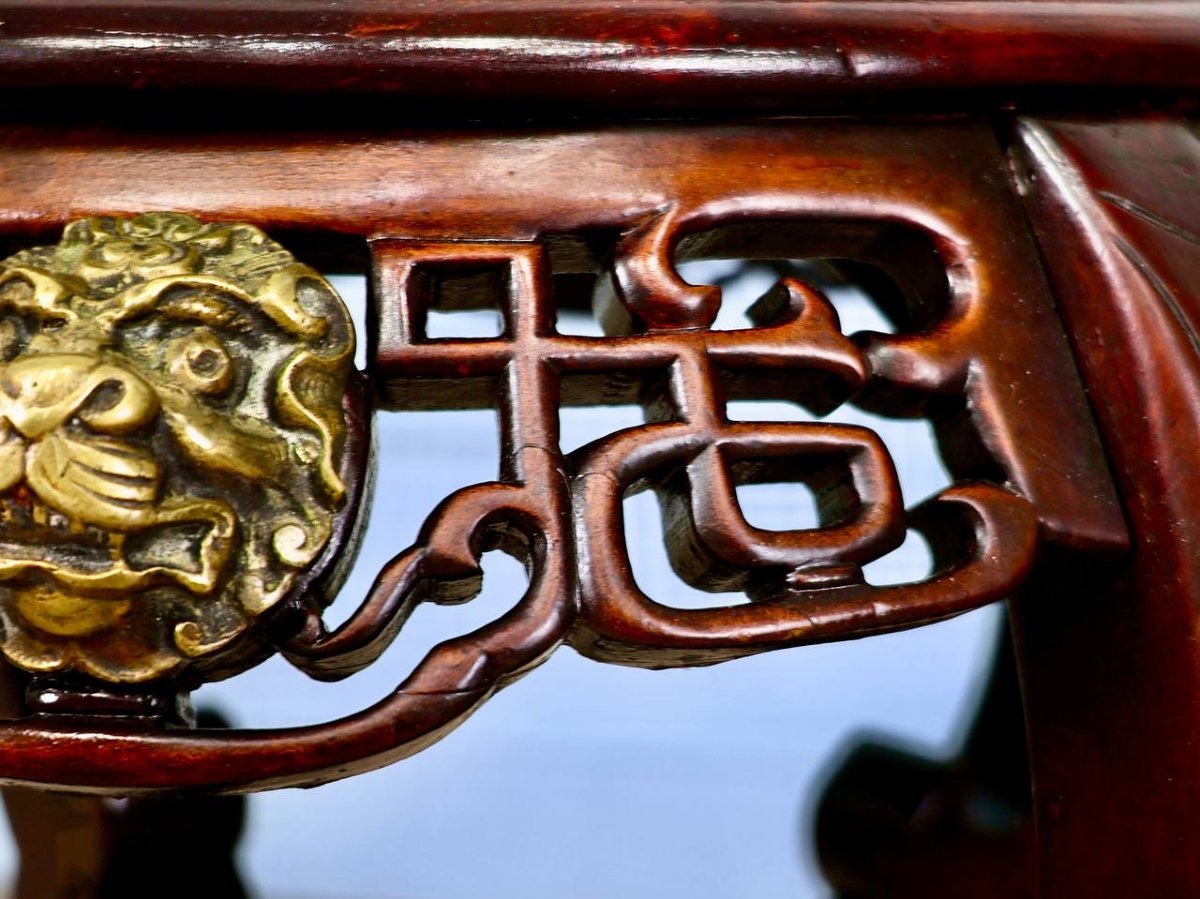Side Table, Carved Wooden Seat And Bronze Ornaments, Attributed To Gabriel Viardot-photo-5