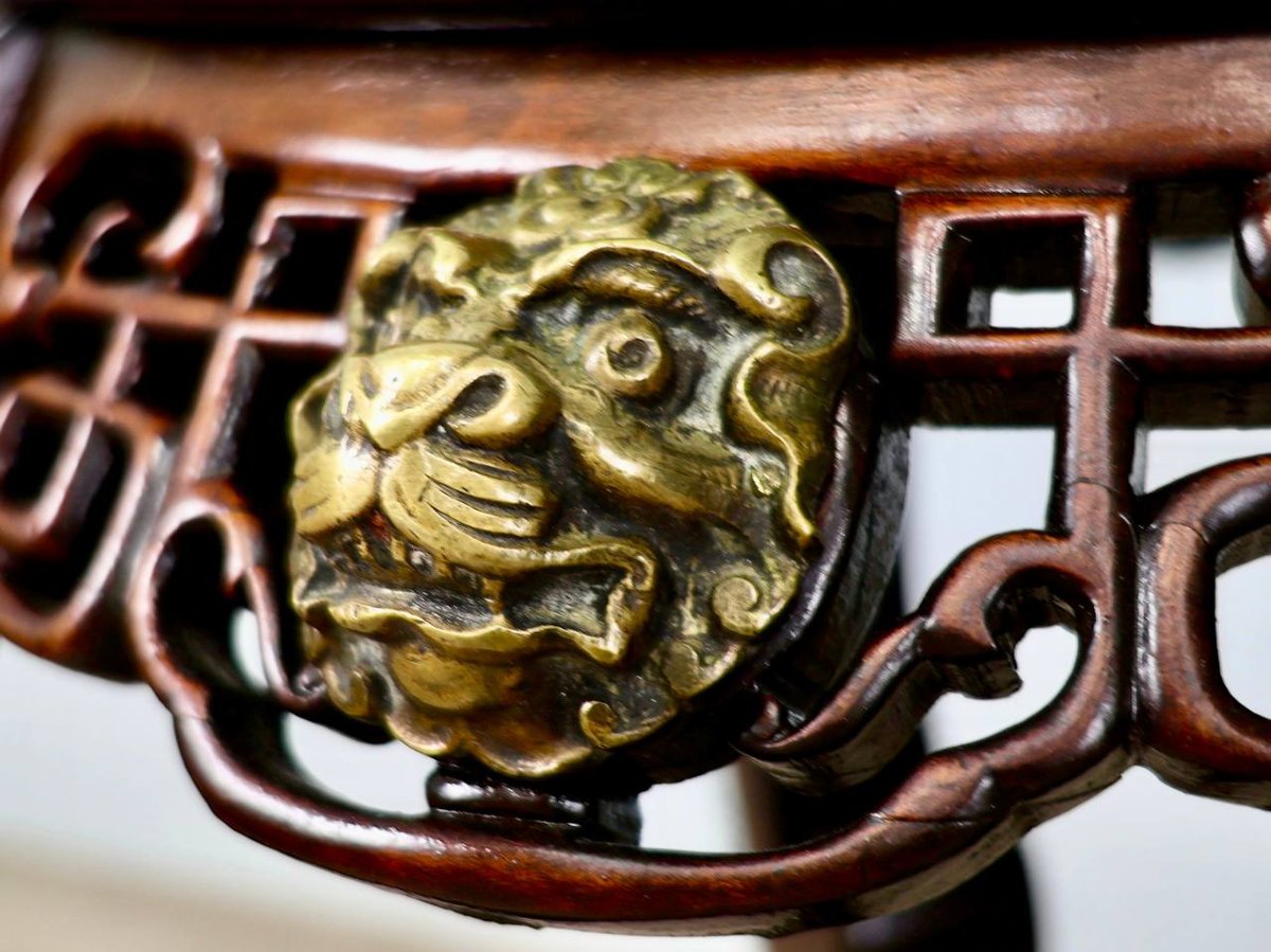 Side Table, Carved Wooden Seat And Bronze Ornaments, Attributed To Gabriel Viardot-photo-7