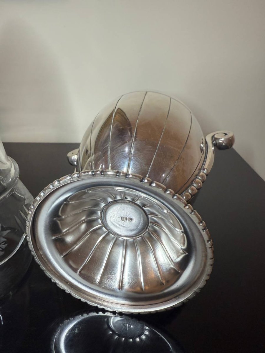 Art Deco Vase With Crystal Insert, Signed Bouillet Bourdelle-photo-4