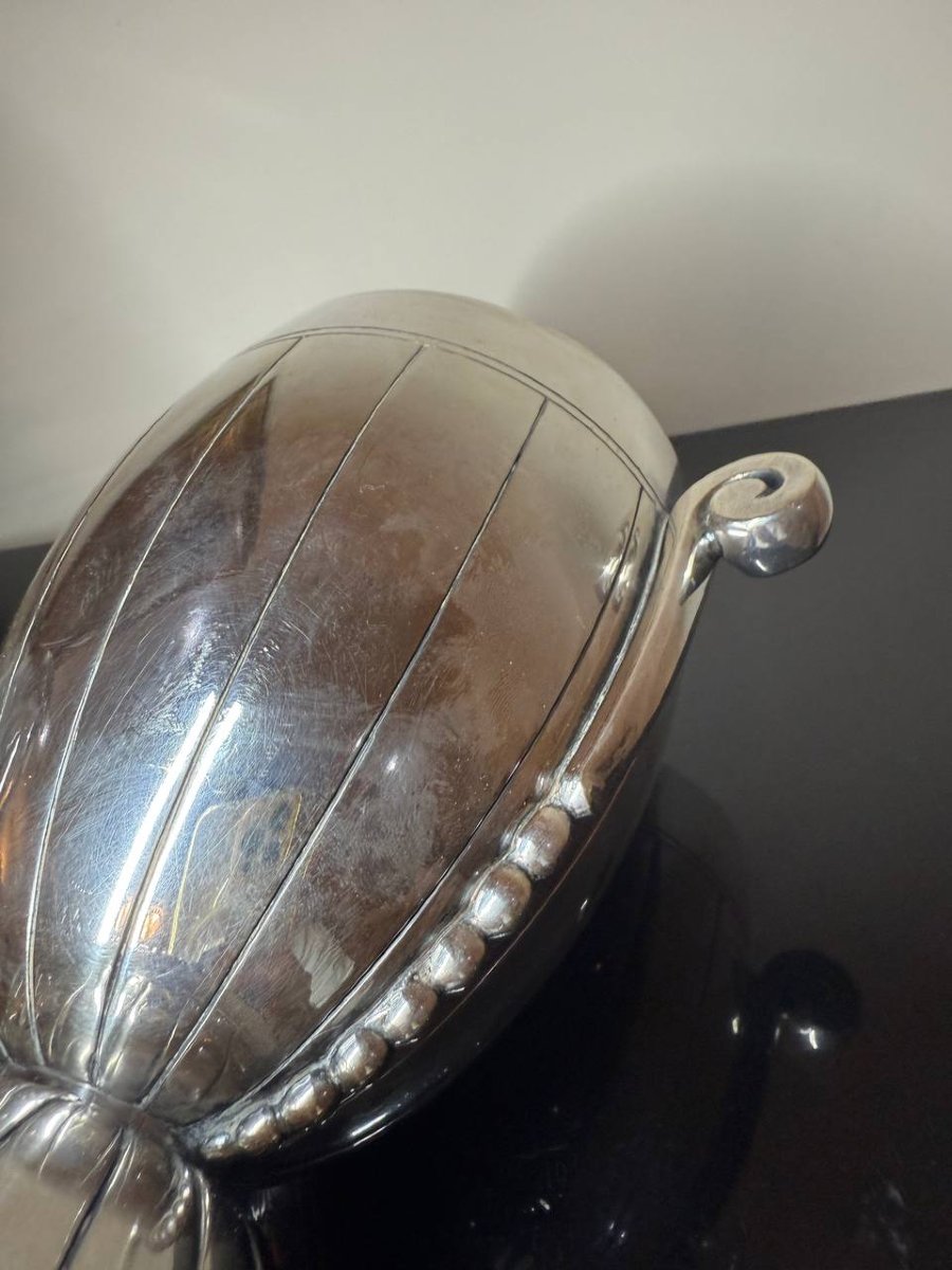 Art Deco Vase With Crystal Insert, Signed Bouillet Bourdelle-photo-7