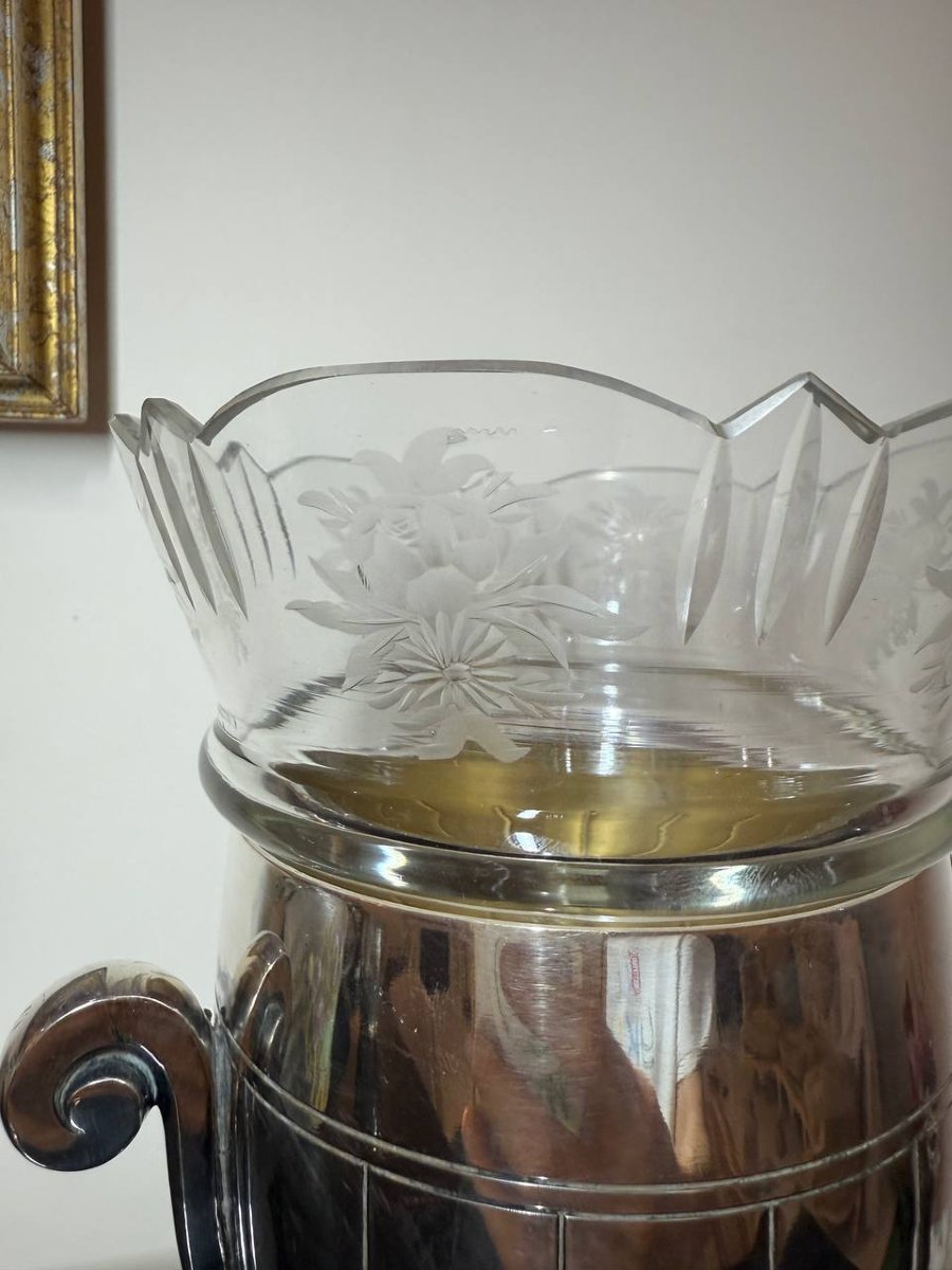 Art Deco Vase With Crystal Insert, Signed Bouillet Bourdelle-photo-8
