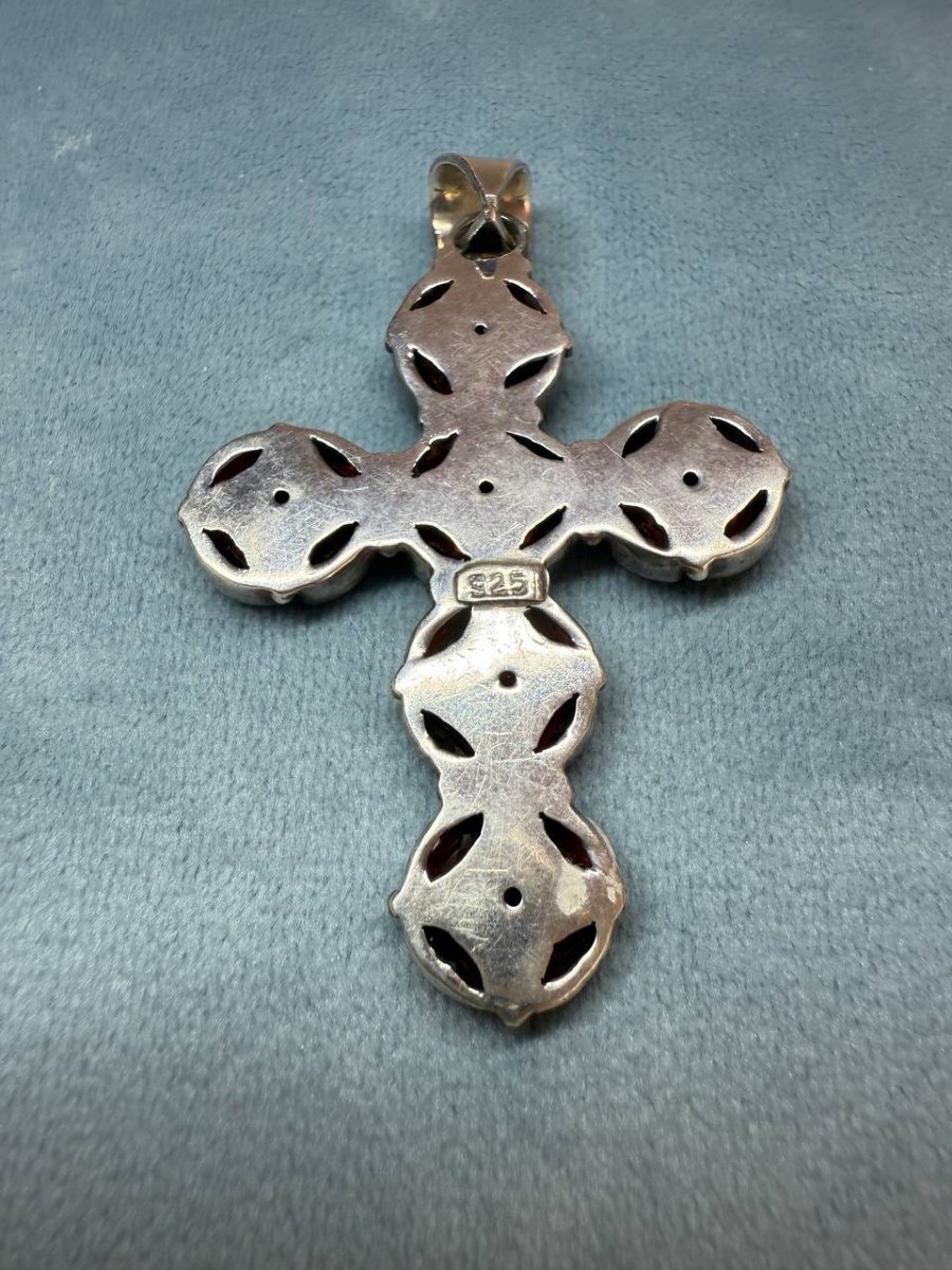 Croix en argent sertie de grenat-photo-4