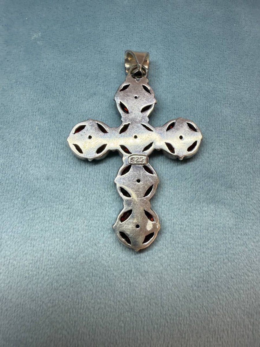 Croix en argent sertie de grenat-photo-1