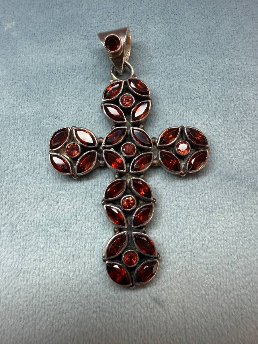 Croix en argent sertie de grenat-photo-4
