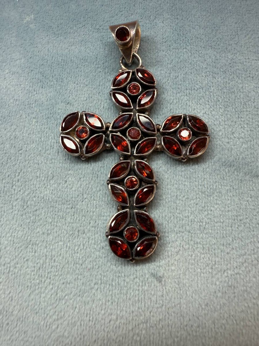 Croix en argent sertie de grenat-photo-5