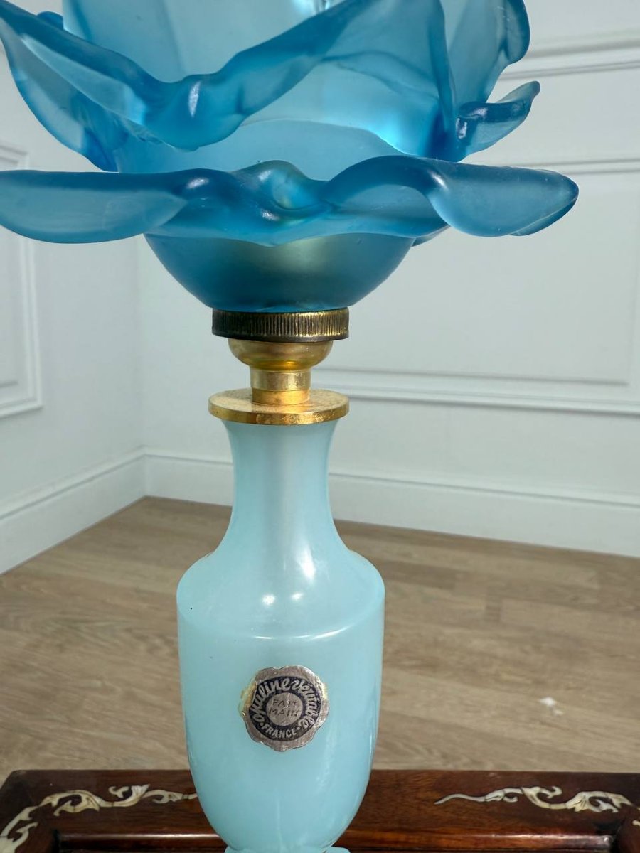 Blue And Bronze Opaline Lamp-photo-3