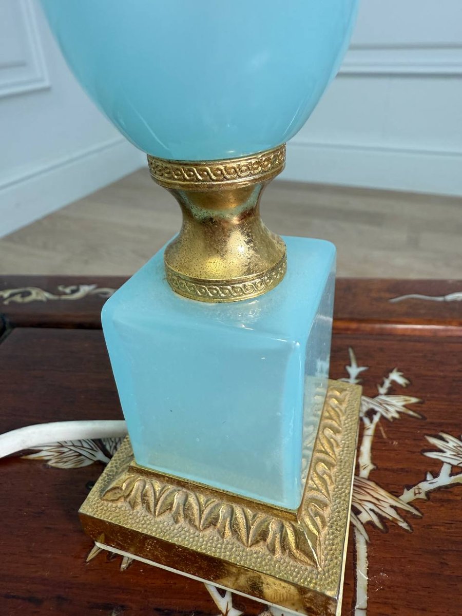 Blue And Bronze Opaline Lamp-photo-4