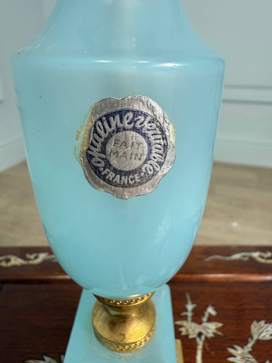 Blue And Bronze Opaline Lamp-photo-1