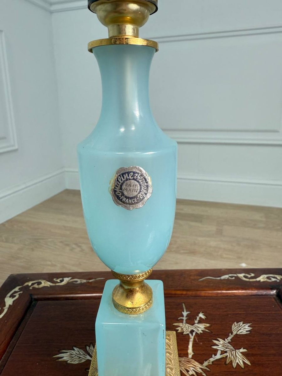 Blue And Bronze Opaline Lamp-photo-2