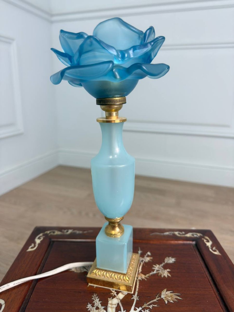 Blue And Bronze Opaline Lamp-photo-7