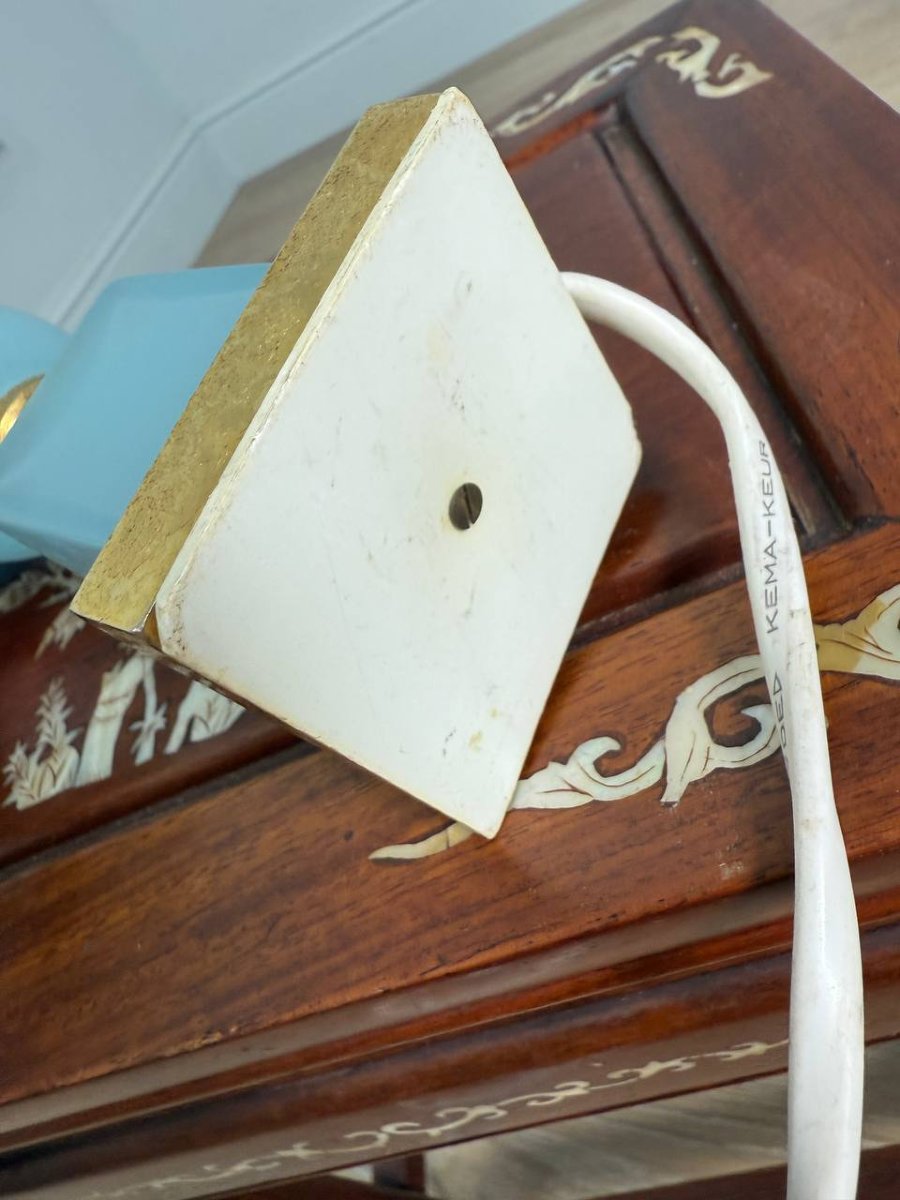 Blue And Bronze Opaline Lamp-photo-8