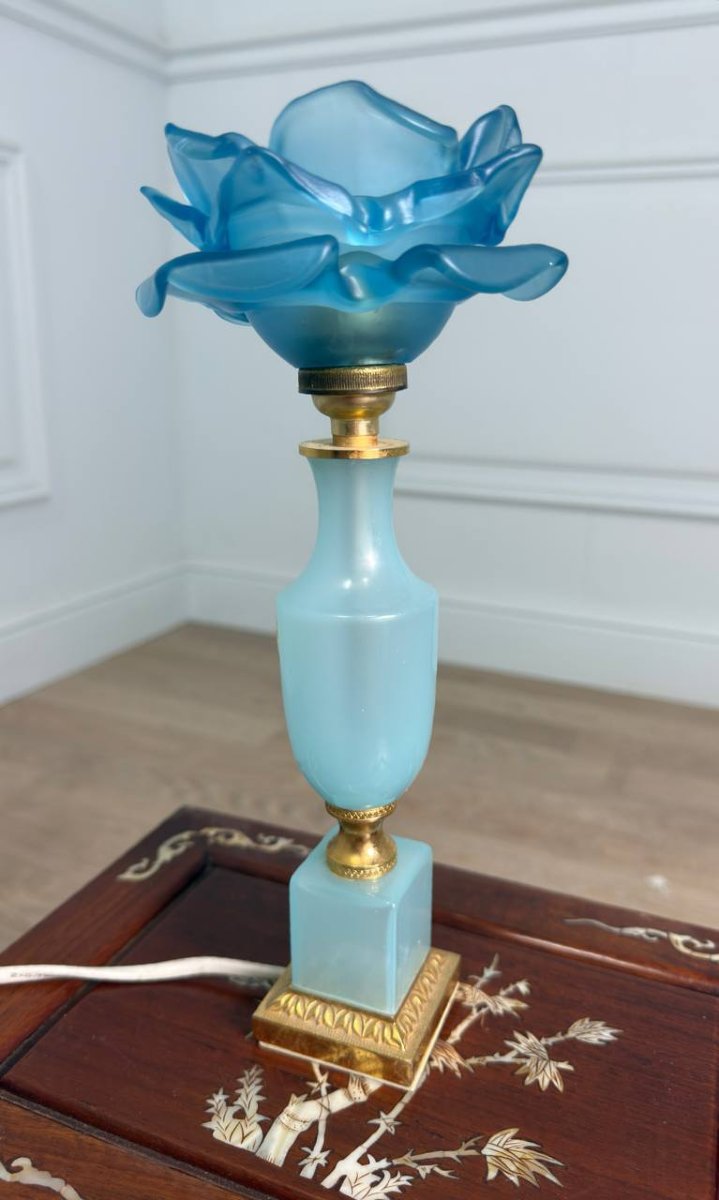 Blue And Bronze Opaline Lamp