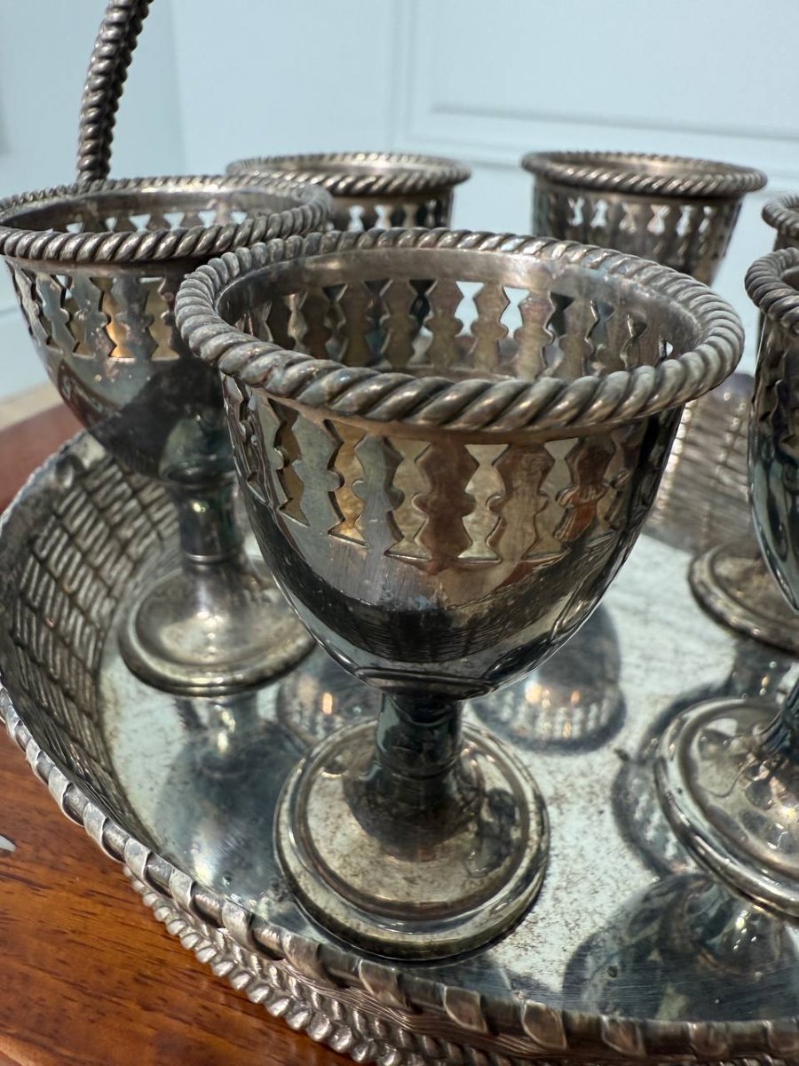 Silver-plated Metal Breakfast Egg Cups, Egg Holders-photo-2