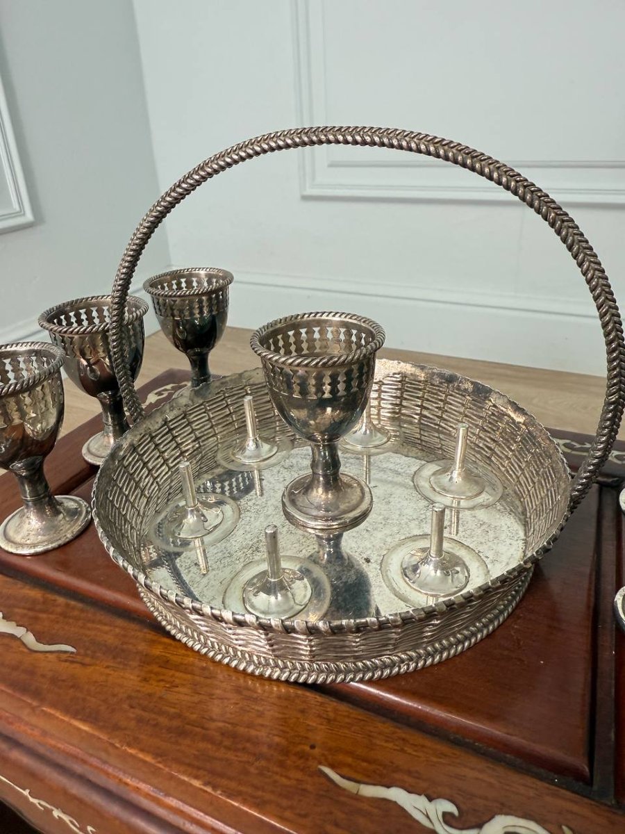 Silver-plated Metal Breakfast Egg Cups, Egg Holders-photo-1