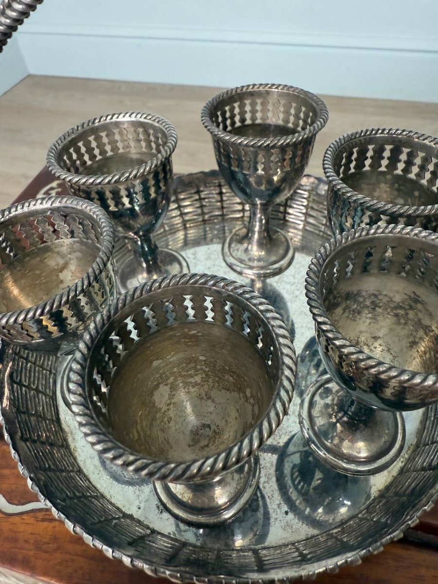 Silver-plated Metal Breakfast Egg Cups, Egg Holders-photo-7